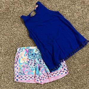 Lilly Pulitzer Royal Blue Sleeveless Top with stunning shorts